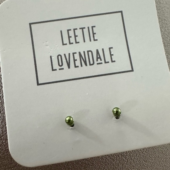 Leetie Lovendale Olive Green Stud Earrings - Picture 3 of 4
